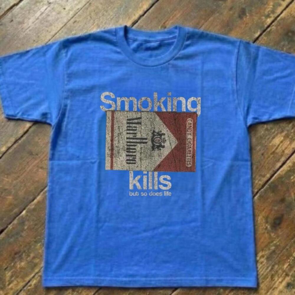 Gildan Men Bule T-Shirt, Marlboro Tee With A Cool